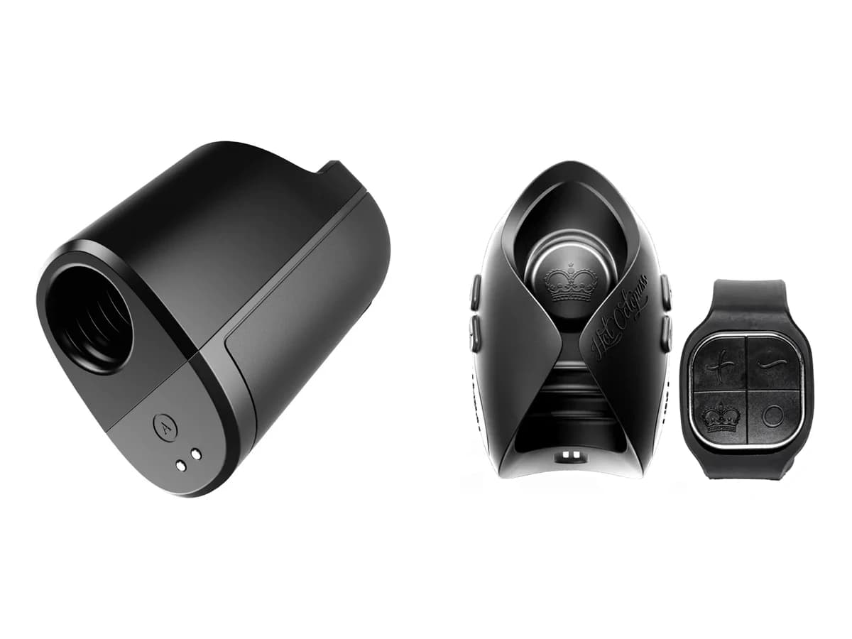 Arcwave Ion 2 Pleasure Air stroker beside the Hot Octopuss Pulse Solo Lux and wrist remote.