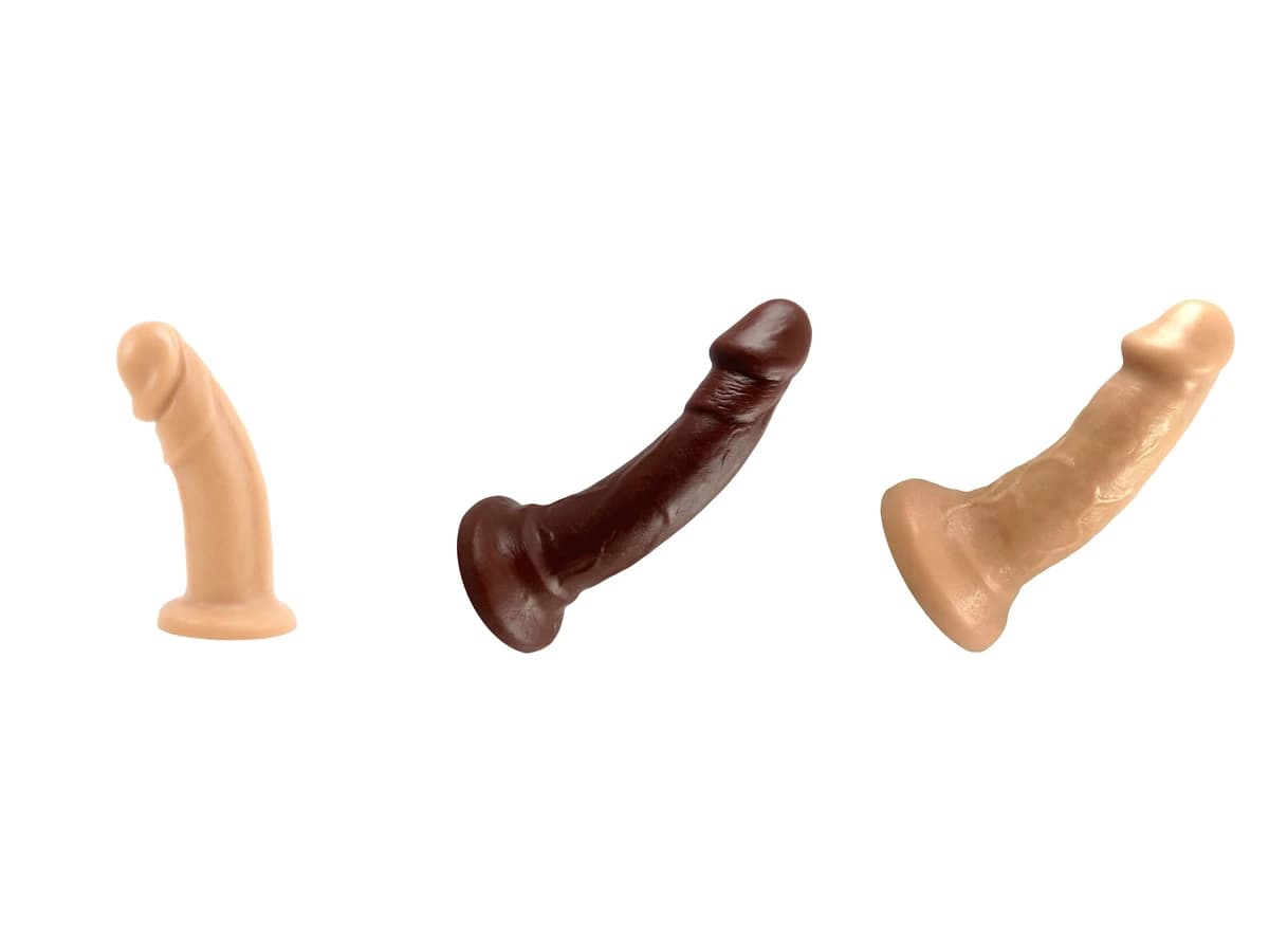 Vixen Creations Maverick, Mustang and Buck VixSkin dual-density silicone dildos side by side.