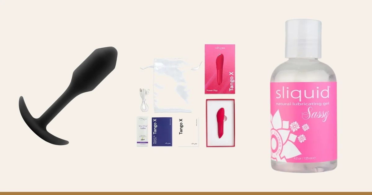 b-Vibe Snug Plug 1, We-Vibe Tango X and Sliquid Sassy.