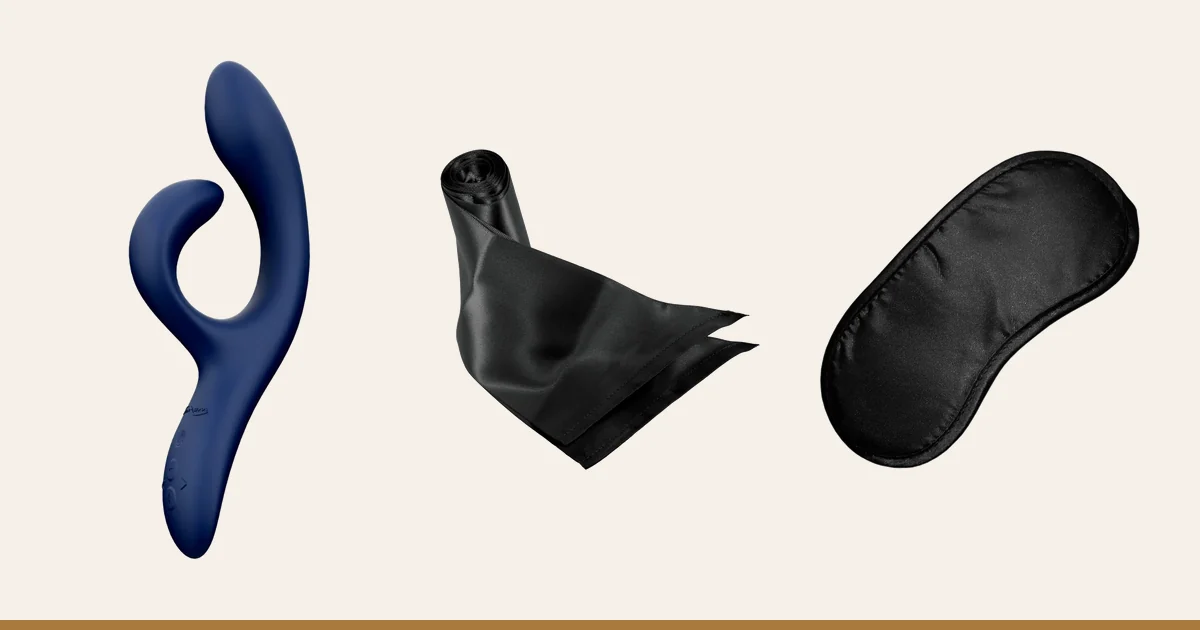 We-Vibe Nova 2, silky sashes and a satin blindfold.