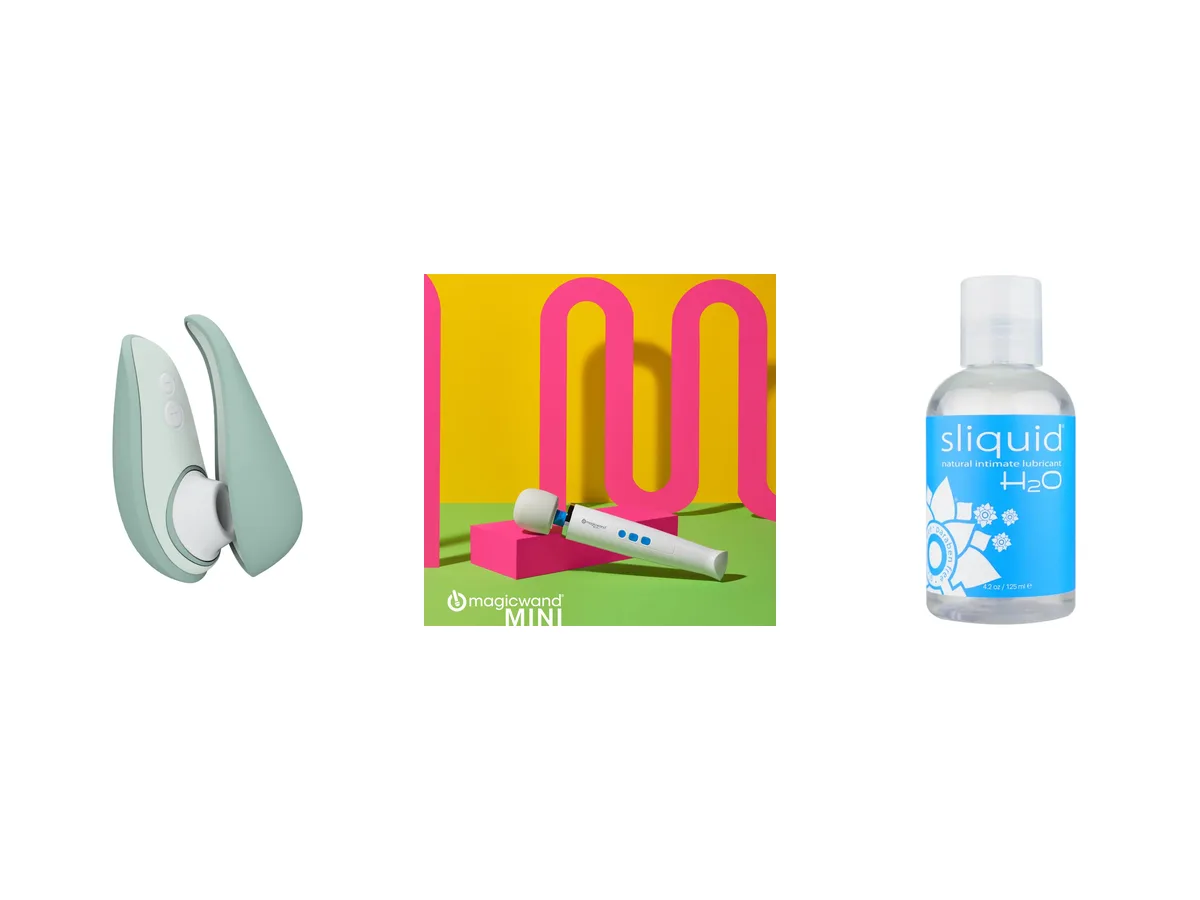 Womanizer Liberty 2, Magic Wand Mini and Sliquid H2O.