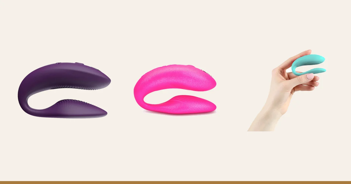We-Vibe Sync 2 wearable with its remote beside Chorus and Sync Lite.