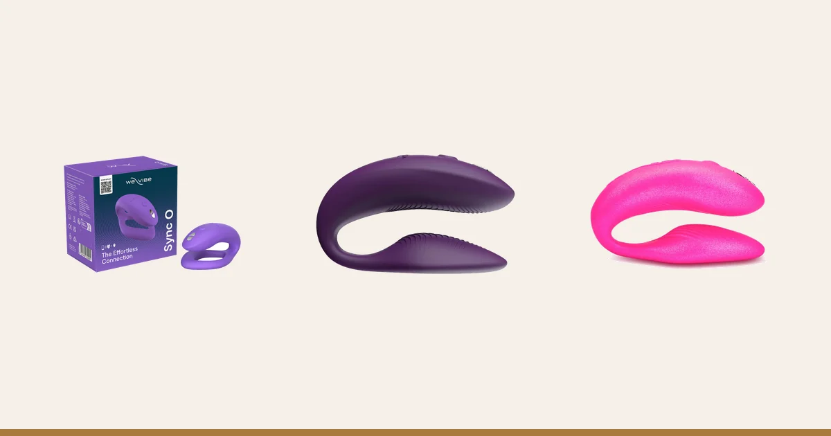 We-Vibe Sync O and its box beside the We-Vibe Sync 2 and We-Vibe Chorus.