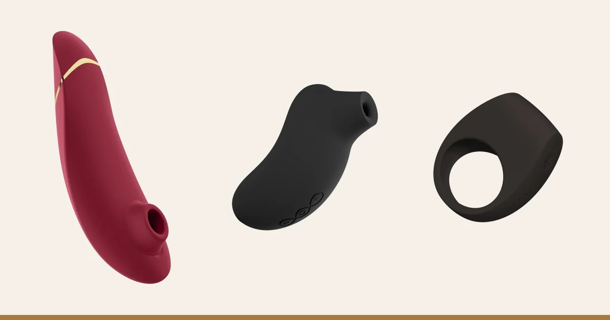 Womanizer Premium 2, LELO Sona 3 Cruise and LELO Tor 3 side by side.