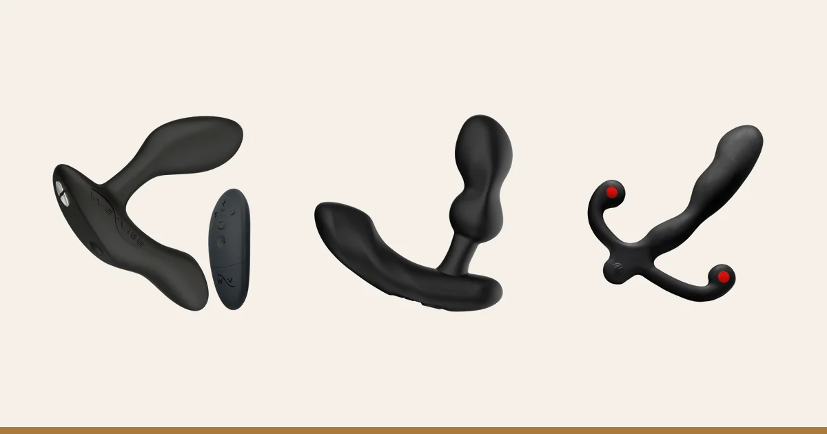 We-Vibe Vector+ beside the Lovense Edge 2 and Aneros Helix Syn V.