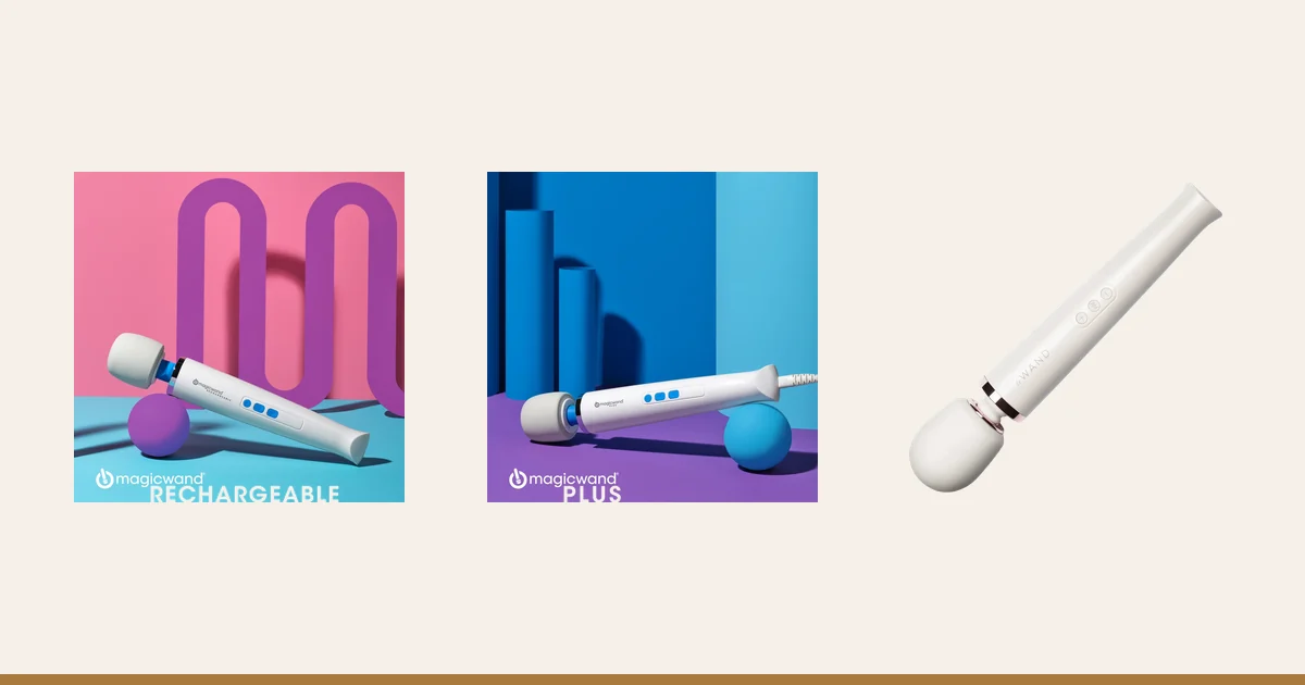 Magic Wand Rechargeable beside the Magic Wand Plus and Le Wand Rechargeable.