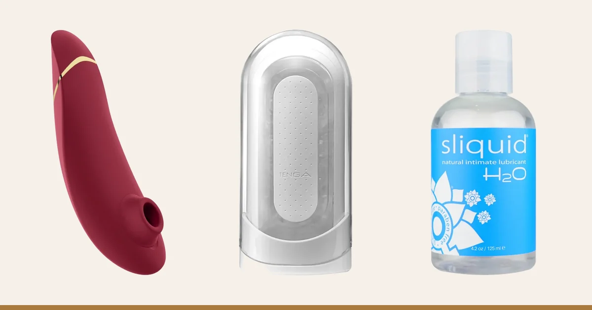 Womanizer Premium 2, TENGA Flip Zero and Sliquid H2O.