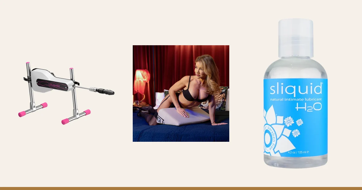 Lovense Mini Sex Machine, Liberator Wedge and Sliquid H2O.