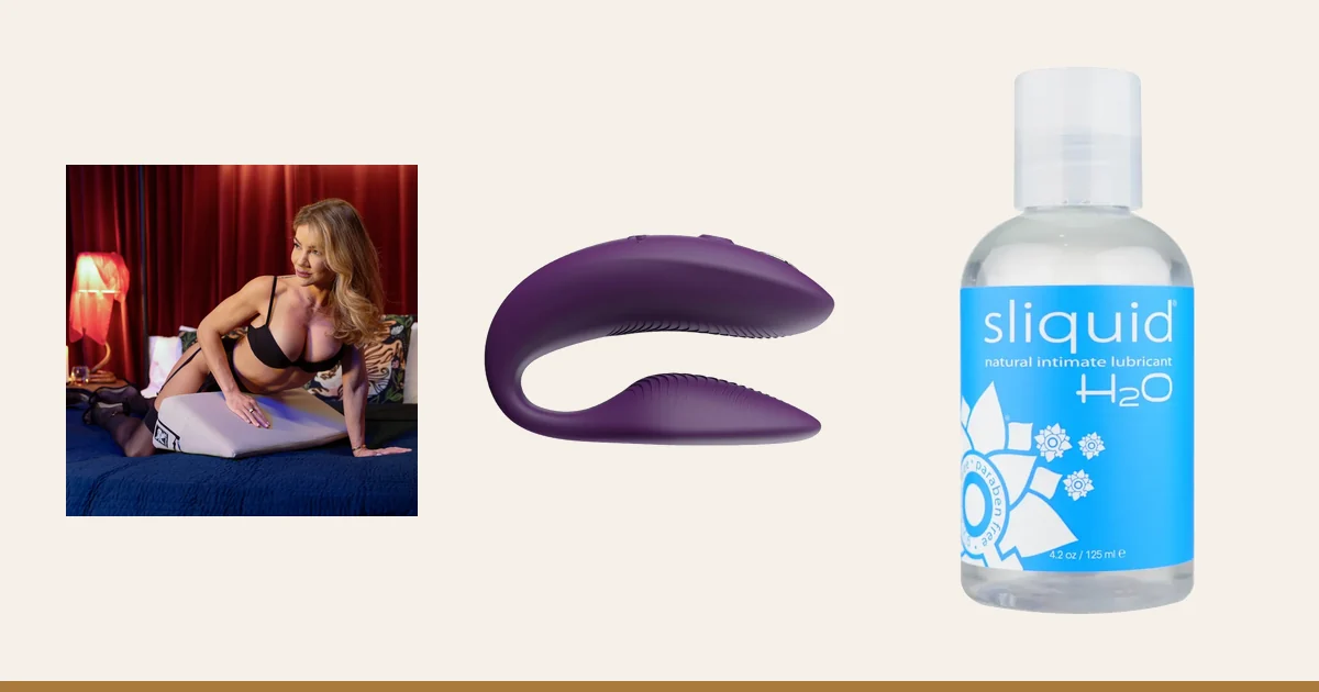 Liberator Wedge, We-Vibe Sync 2 and Sliquid H2O.