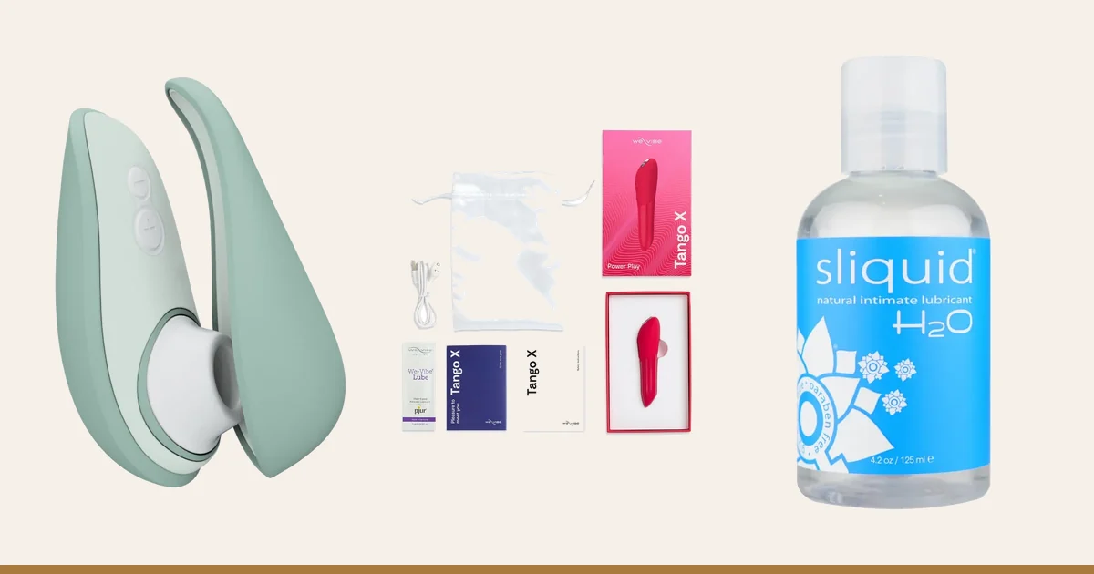 Womanizer Liberty 2, We-Vibe Tango X and Sliquid H2O.