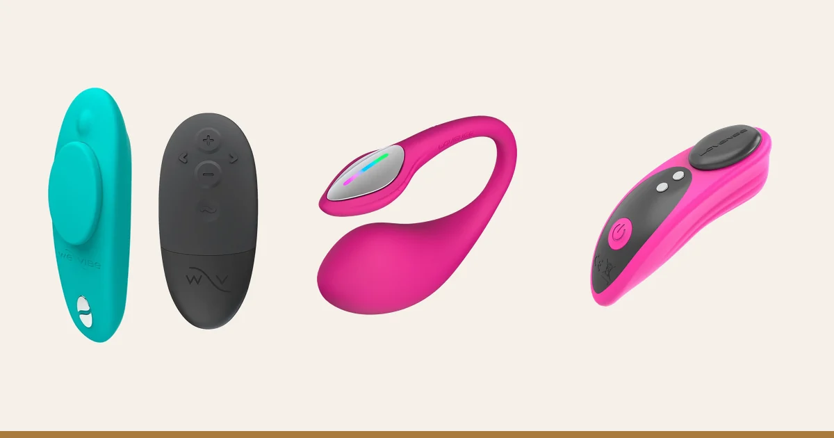 We-Vibe Moxie+ panty vibrator beside the Lovense Lush 4 egg and Lovense Ferri.
