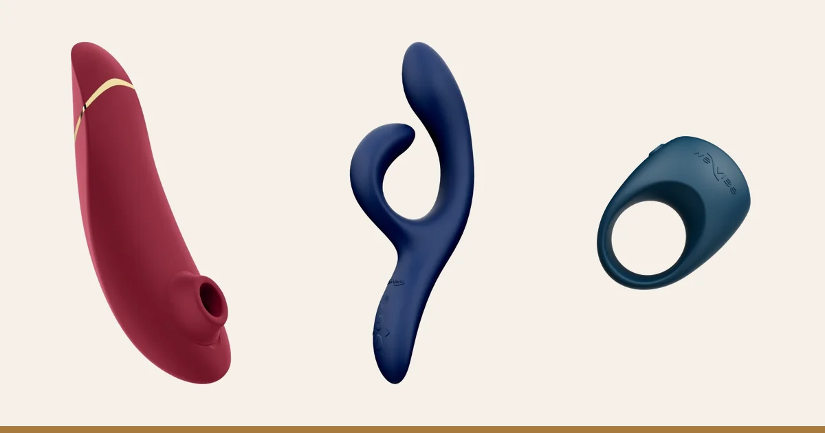 Womanizer Premium 2, We-Vibe Nova 2 and We-Vibe Pivot 2 side by side.