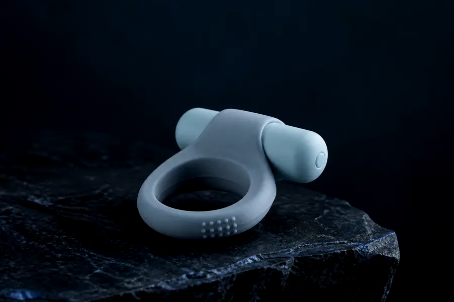 Studio shot of a stretchy ring. Shape example for cheap jelly bands, not a named safe ring.