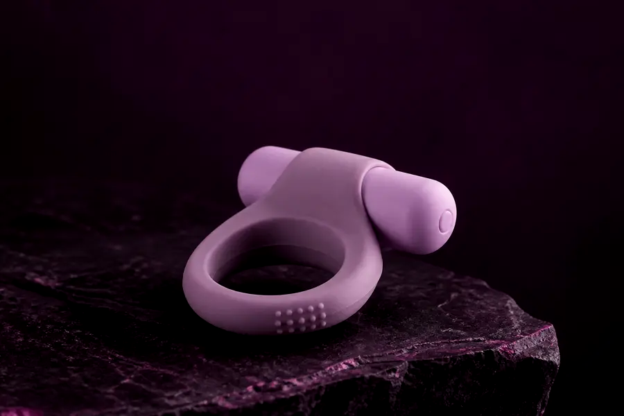 Studio shot used as a warning for rigid novelty cock rings. Not a product to buy.