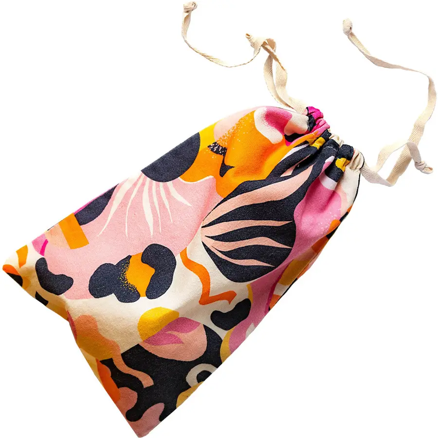 Blush The Collection cotton toy storage bag in Burst print.