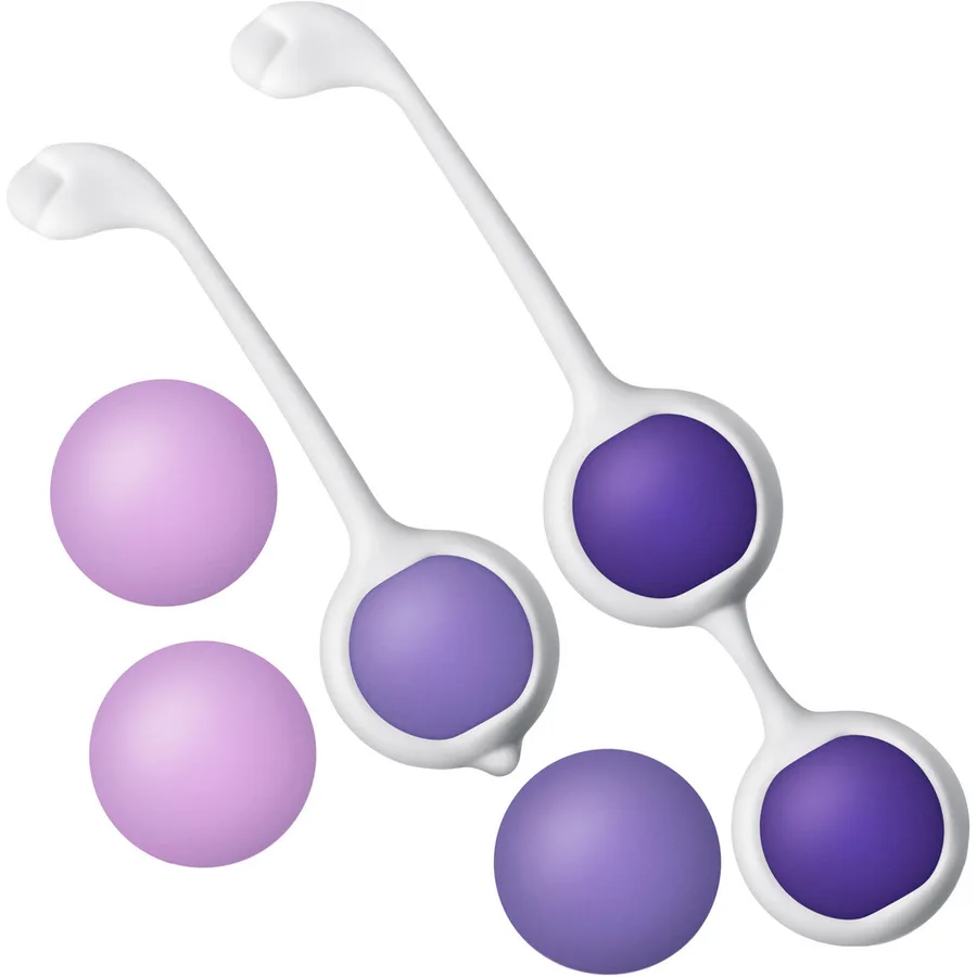Blush Wellness kegel training kit, six silicone balls in graduated pairs.