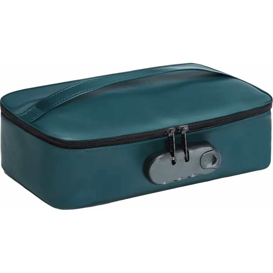 Dorcel discreet toy storage box with combination lock in luxury green.