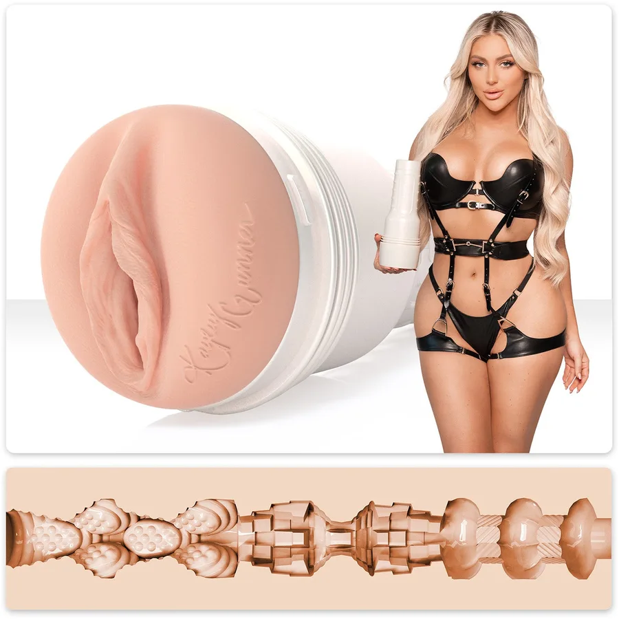 Fleshlight Girls Kayley Gunner Fully Loaded stroker in its white case, with the ridged sleeve texture shown.