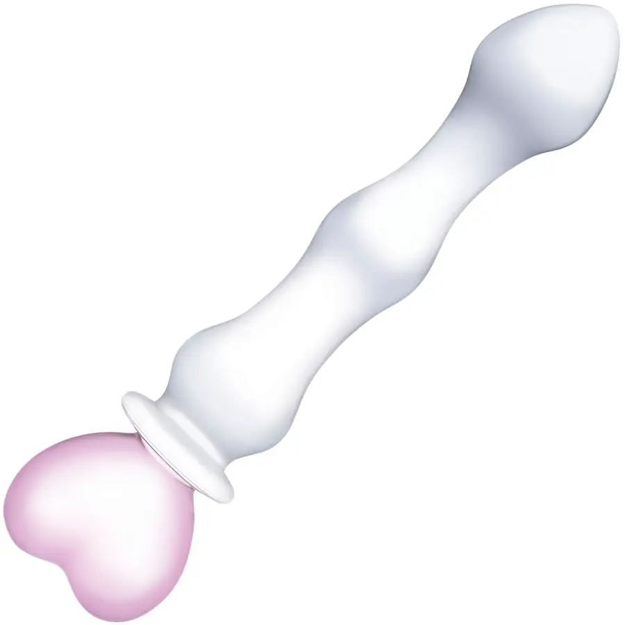 Gläs Sweetheart glass dildo in clear and pink.