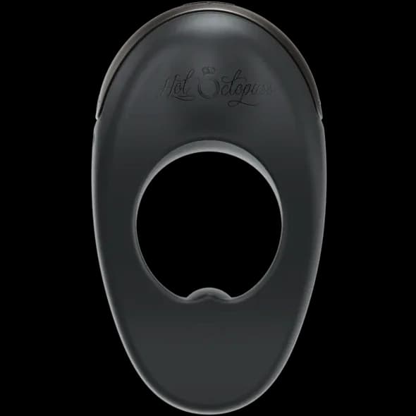 Hot Octopuss Atom Plus dual-positioned vibrating cock ring in black silicone.
