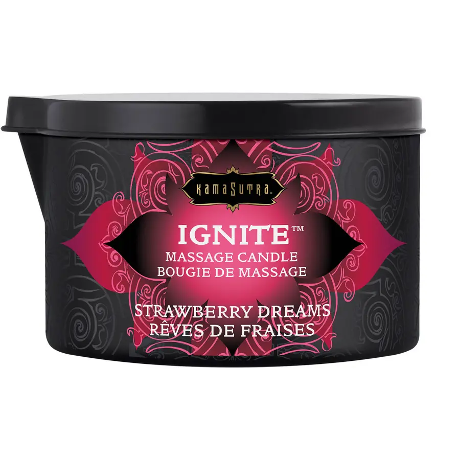 Kama Sutra Ignite massage oil candle, Strawberry Dreams, 6 oz.