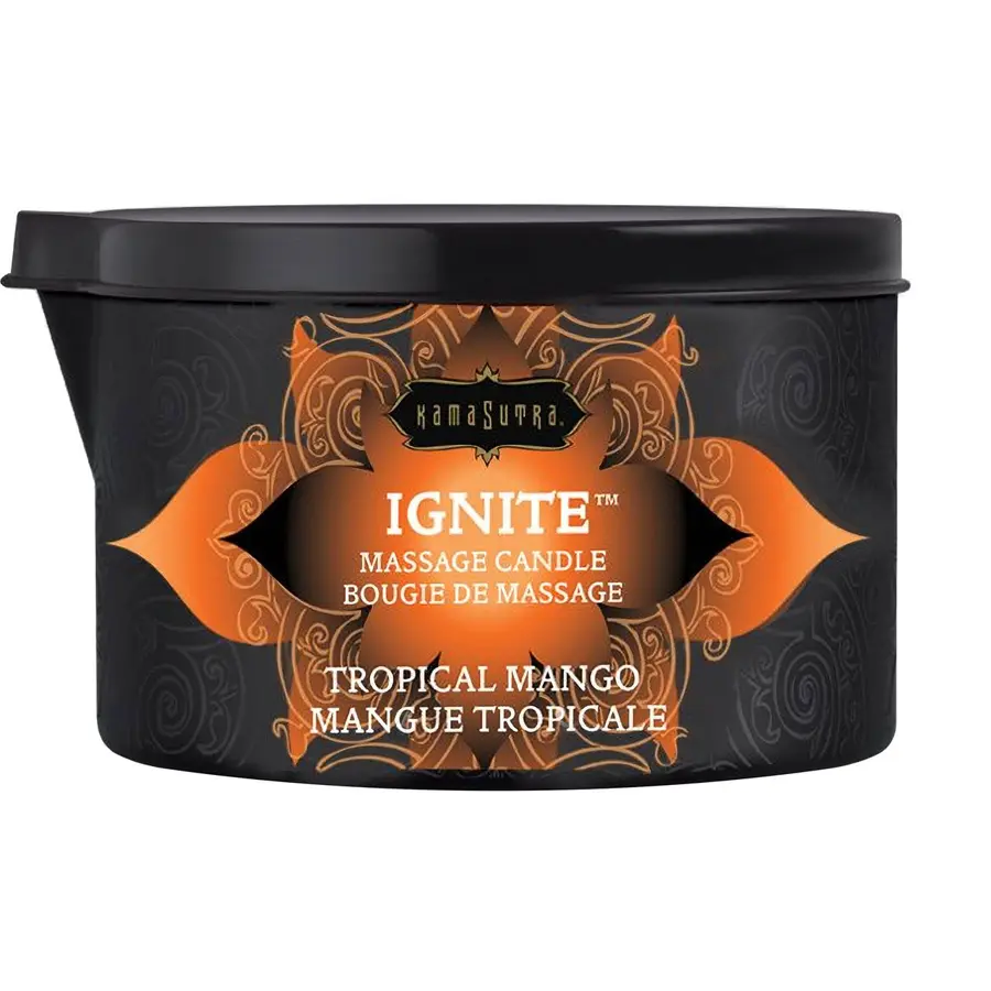 Kama Sutra Ignite massage oil candle, Tropical Mango, 6 oz.