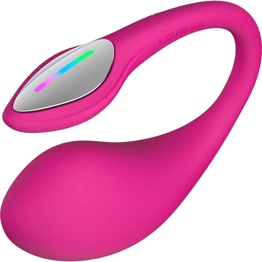 Lovense Lush 4 G-spot egg vibrator in pink with its tail antenna.