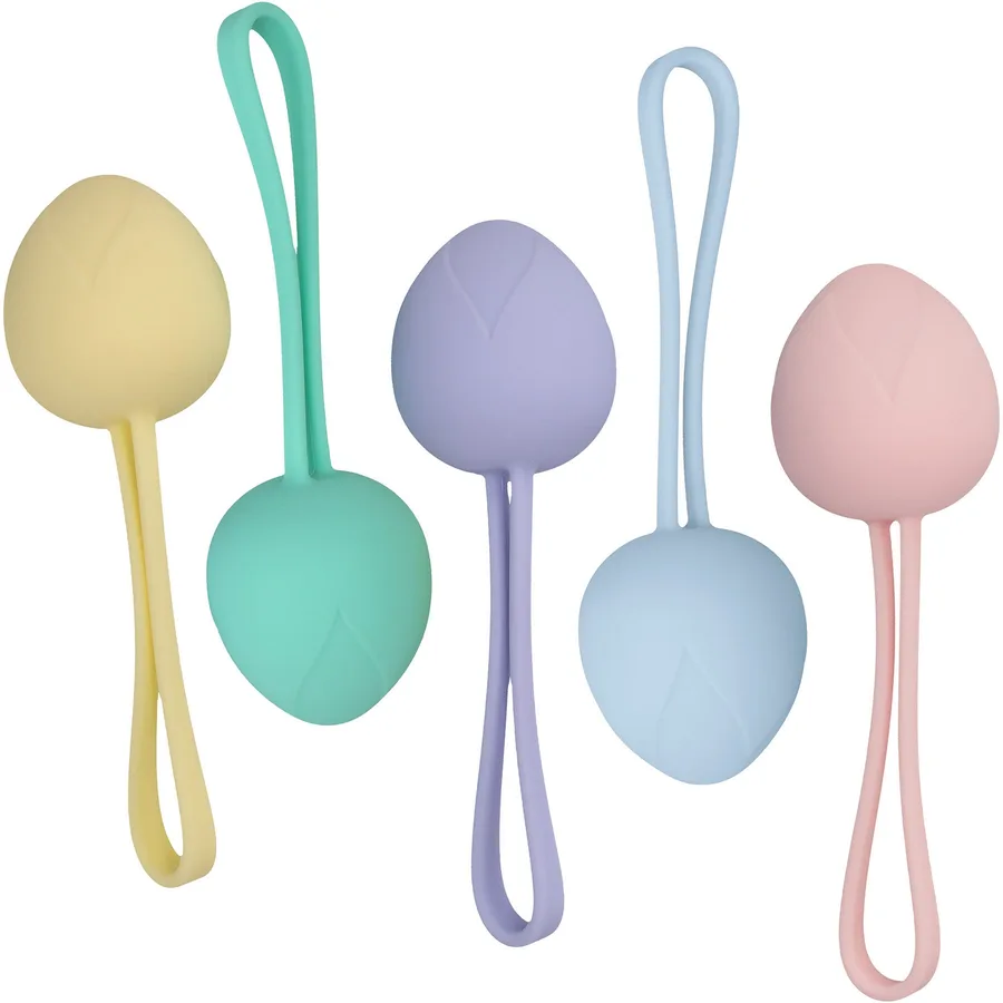 Loveline PelviFit Berry kegel kit, five berry-shaped silicone balls in graduated weights.