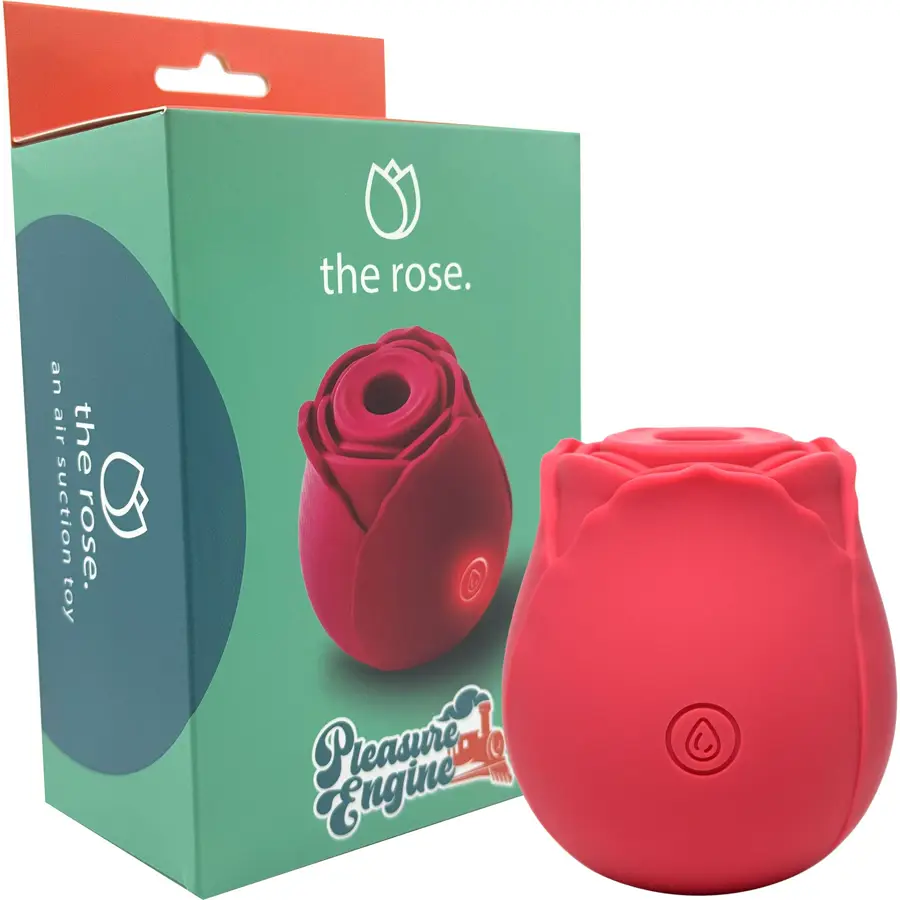 Pleasure Engine The Rose clitoral pressure-wave stimulator in red.