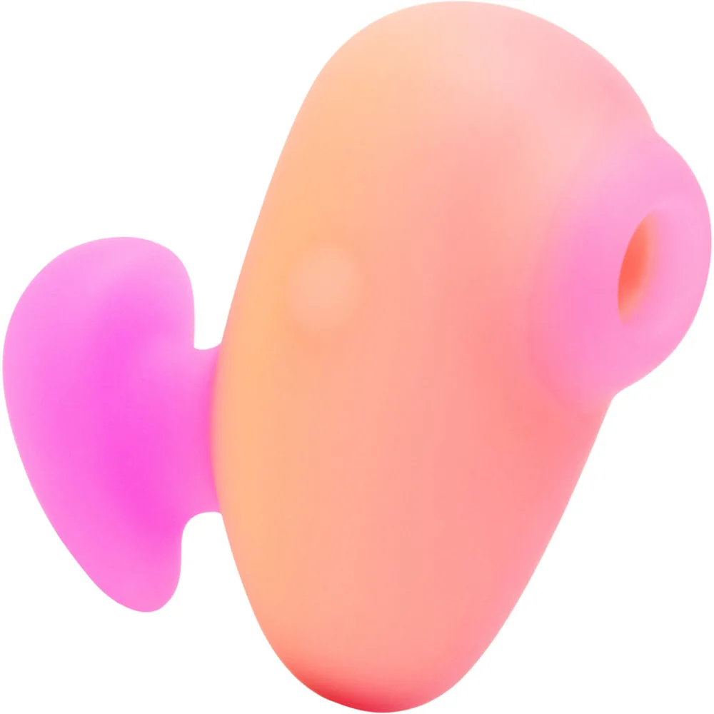 ROMP Kiss finger-held Pleasure Air clitoral stimulator, peach and pink.