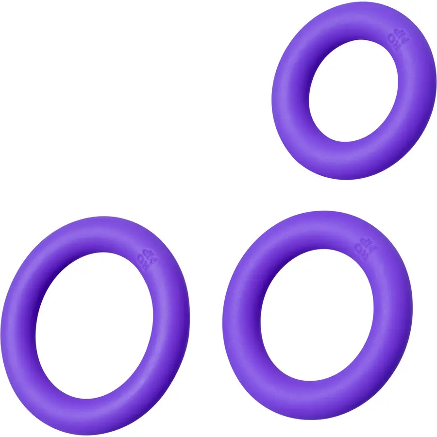 ROMP Remix Trio three-piece silicone cock ring set.