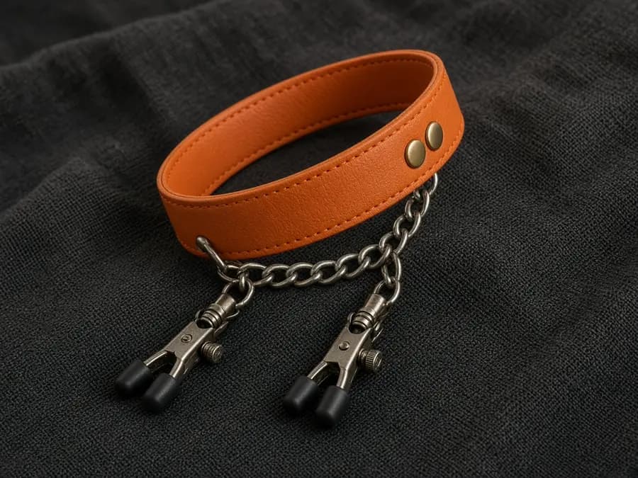 Saffron Collar with Nipple Clamps by Sportsheets.