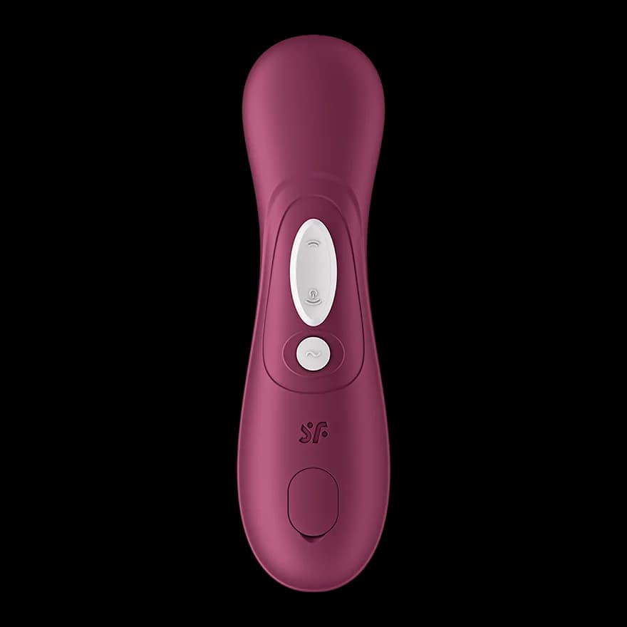 Official Satisfyer Pro 2 Generation 3 in wine red. Full-silicone air-pulse body with white control buttons.