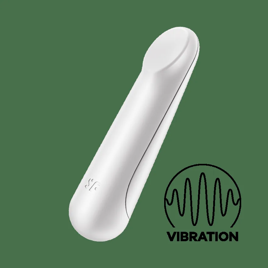 Official Satisfyer Ultra Power Bullet 3 in white. Mini bullet, front view.