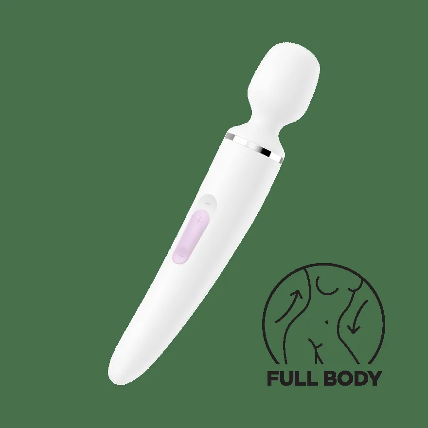 Official Satisfyer Wand-er Woman in white. Full-size wand, front view.
