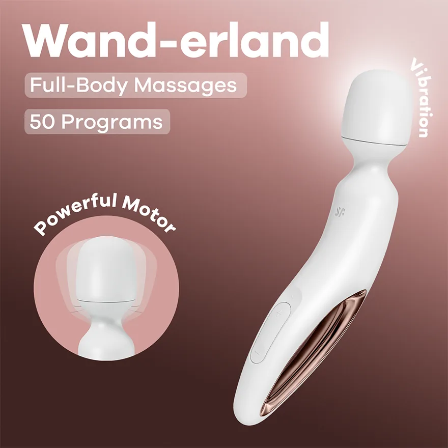 Official Satisfyer Wand-erland. Full-size wand, front view.