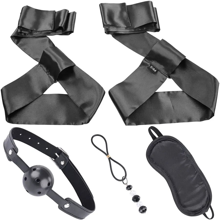 Sex & Mischief Shadow Secrets Kit with blindfold, gag, and ties.
