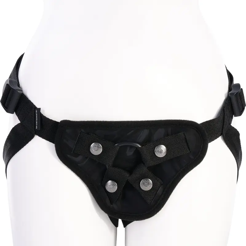 Sportsheets Velvet Noir faux leather strap-on harness.
