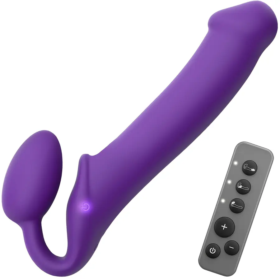 Strap-on-Me vibrating remote strapless strap-on, medium purple.