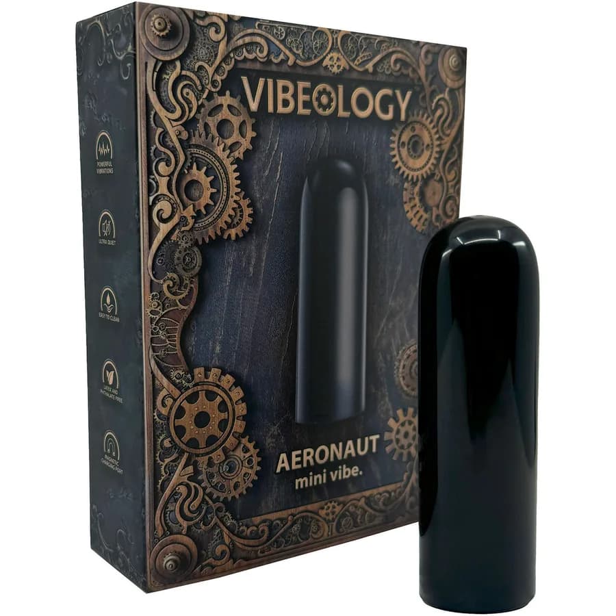 Vibeology Aeronaut rechargeable mini vibrator with a rounded tip.