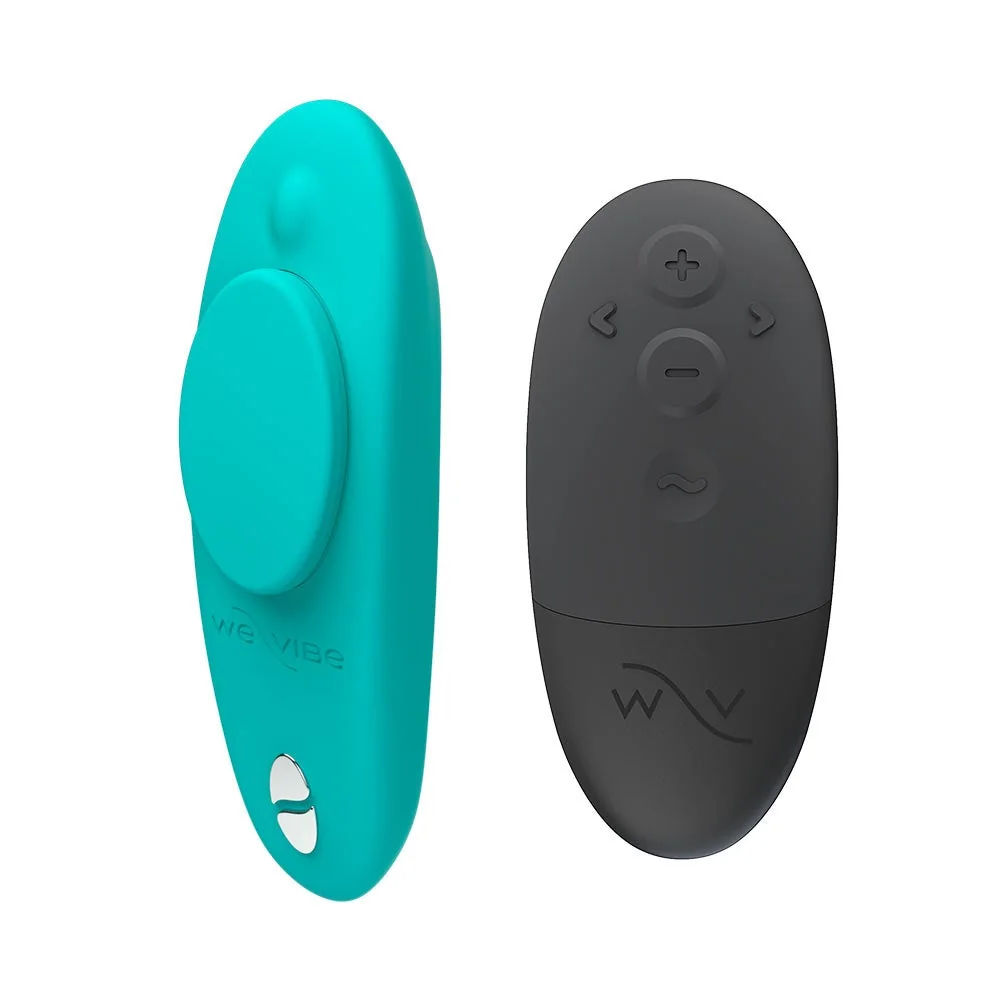 Official We-Vibe Moxie+. Magnetic panty vibe on white.