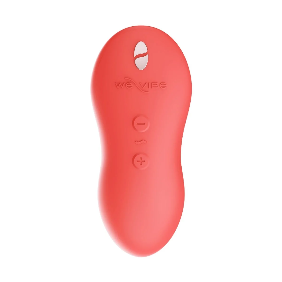 Official We-Vibe Touch X. Palm-sized lay-on vibe on white.