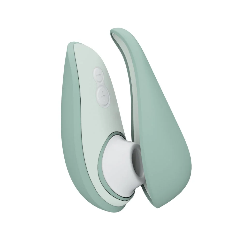 Official Womanizer Liberty 2 in sage. Compact air-pulse stimulator with travel cover.