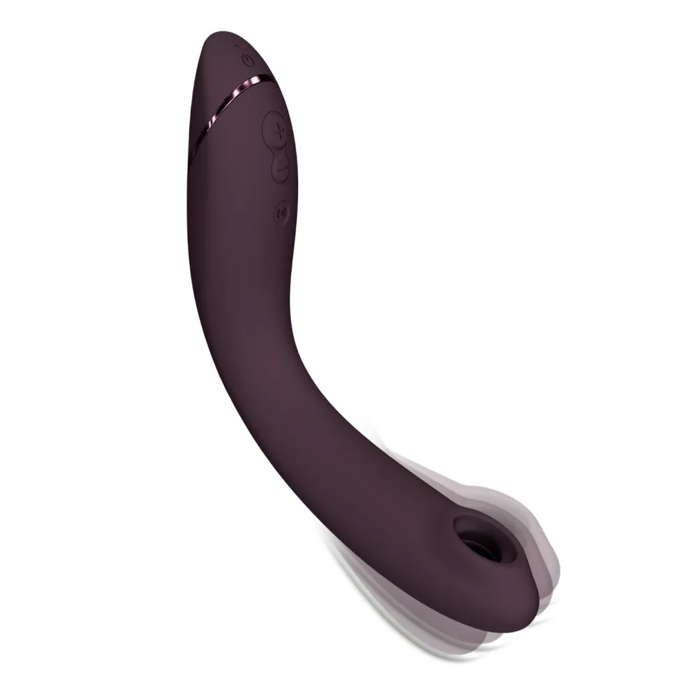 Official Womanizer OG in aubergine. Curved internal Pleasure Air G-spot stimulator.